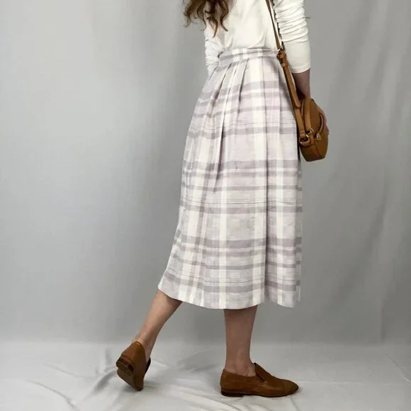 Vintage Pleated Midi Skirt High Waisted Long Pleated Pockets Kilt Preppy Canada - Picture 8 of 9